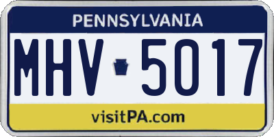 PA license plate MHV5017