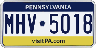 PA license plate MHV5018