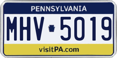 PA license plate MHV5019