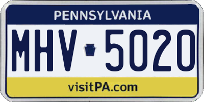 PA license plate MHV5020