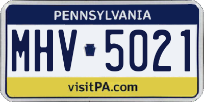PA license plate MHV5021