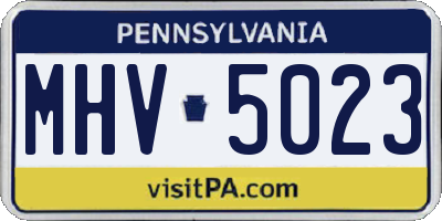 PA license plate MHV5023
