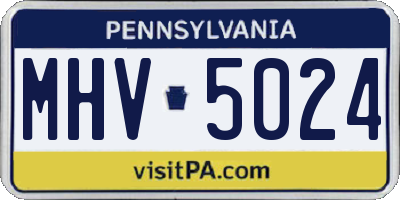 PA license plate MHV5024