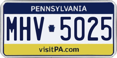 PA license plate MHV5025