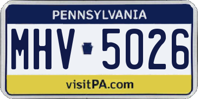 PA license plate MHV5026