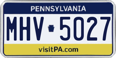 PA license plate MHV5027