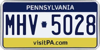 PA license plate MHV5028