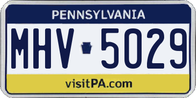 PA license plate MHV5029