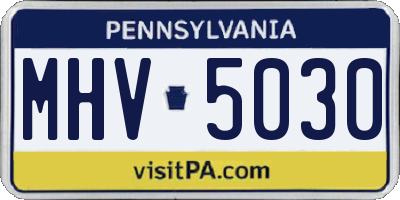 PA license plate MHV5030