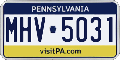 PA license plate MHV5031