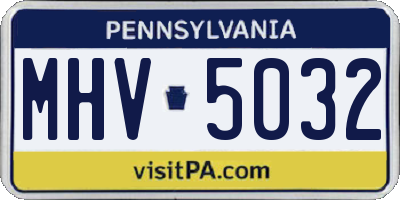 PA license plate MHV5032