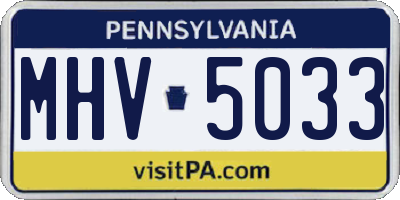 PA license plate MHV5033