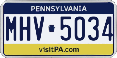 PA license plate MHV5034