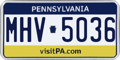 PA license plate MHV5036