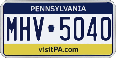PA license plate MHV5040