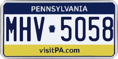 PA license plate MHV5058