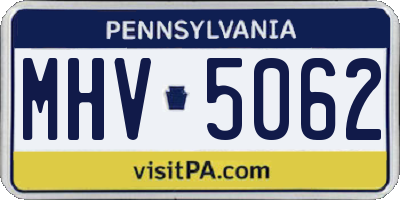 PA license plate MHV5062