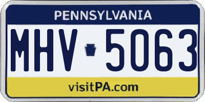 PA license plate MHV5063