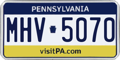 PA license plate MHV5070