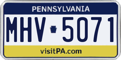 PA license plate MHV5071