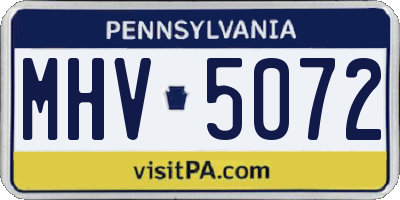 PA license plate MHV5072