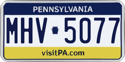 PA license plate MHV5077