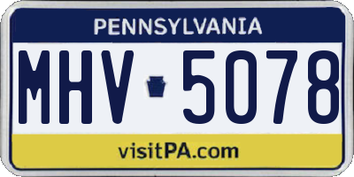 PA license plate MHV5078