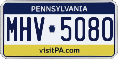 PA license plate MHV5080
