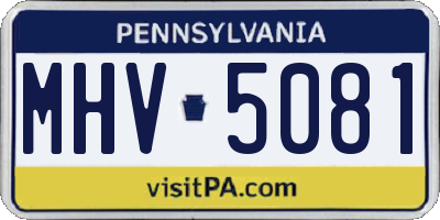 PA license plate MHV5081