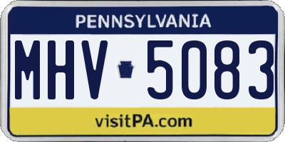 PA license plate MHV5083