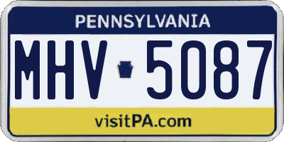 PA license plate MHV5087