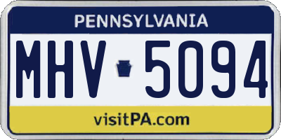 PA license plate MHV5094