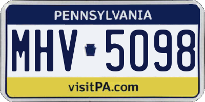 PA license plate MHV5098
