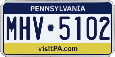 PA license plate MHV5102