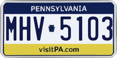 PA license plate MHV5103
