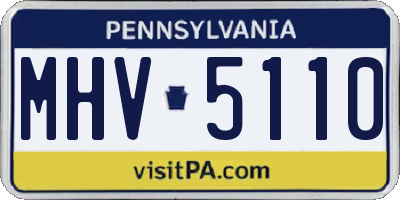 PA license plate MHV5110