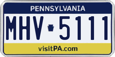 PA license plate MHV5111
