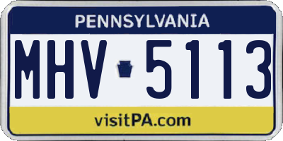 PA license plate MHV5113