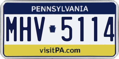 PA license plate MHV5114