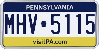 PA license plate MHV5115