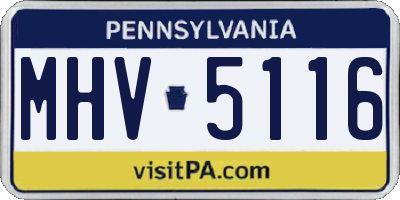 PA license plate MHV5116