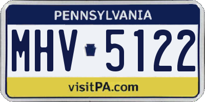 PA license plate MHV5122