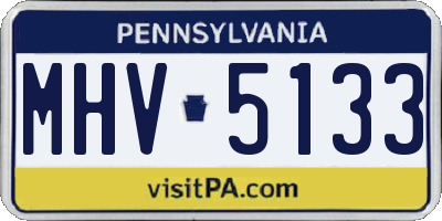 PA license plate MHV5133