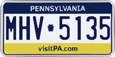 PA license plate MHV5135