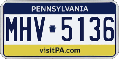 PA license plate MHV5136
