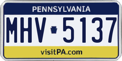 PA license plate MHV5137