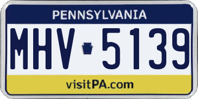 PA license plate MHV5139
