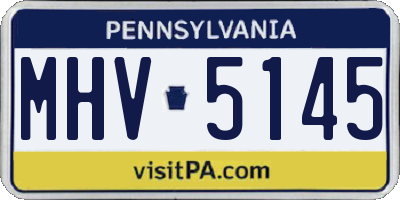 PA license plate MHV5145