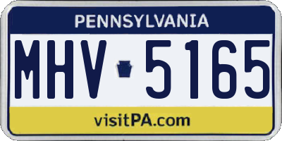 PA license plate MHV5165