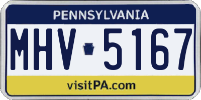 PA license plate MHV5167